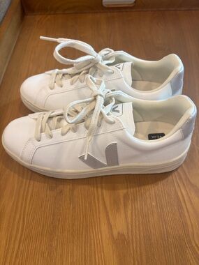 Veja White Sneakers with silver Accents